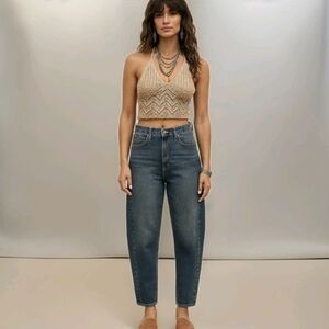 Morrison Denim Barrel Leg Jeans The Dutchess Raw Hem Med Wash NEW $168 Size 31